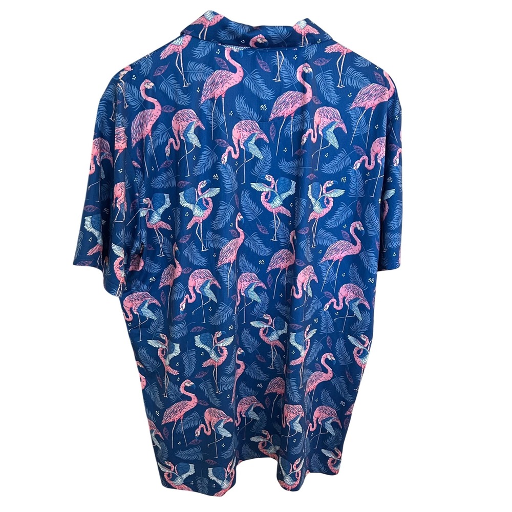 Birdie Boss Mens XXL Flamingo Tropical Golf Polo Navy Blue Pink NWT BB-POLO-FLAM - Picture 5 of 11
